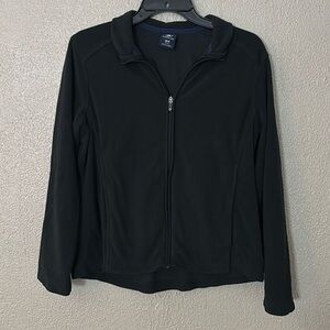 Women’s Lands End Fleece Zip Up, Black, Medium Petite 10/12